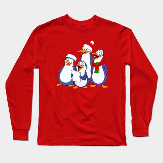 Caroling Penguins Long Sleeve T-Shirt by DigiToonsTreasures